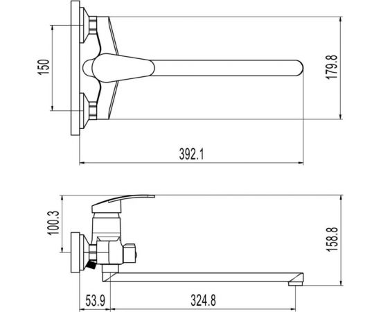 Смеситель для ванны СоюзКран с душем, прямой излив 35 см, керамический картридж 40 мм SK08-P114 567-099 – изображение 5