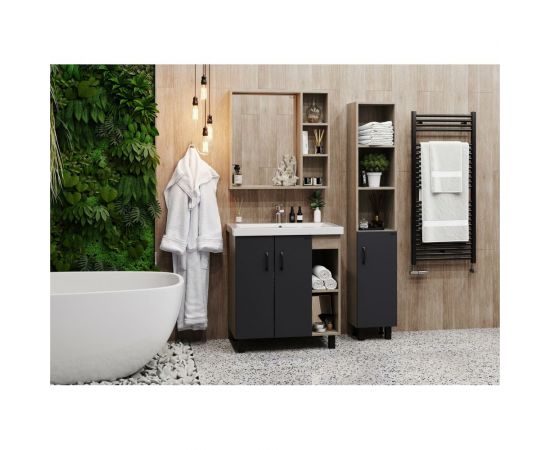 Тумба с раковиной Onika ТИМБЕР 70.10 серый мат./дуб сонома 107057 – изображение 5