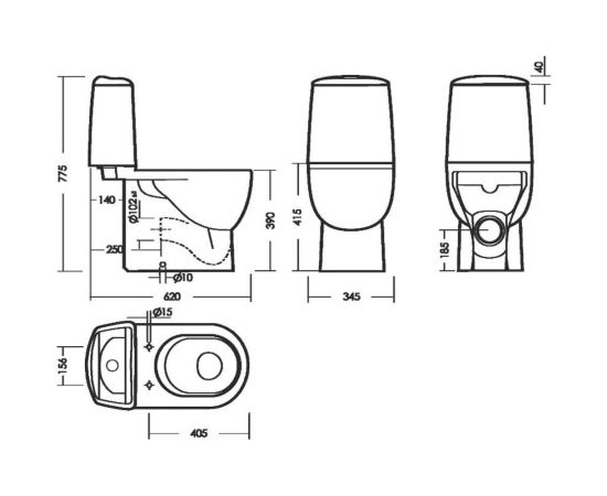 Унитаз-компакт SANITA LUXE Exclusive белый S1 с двухреж арматурой А 77.57.114.3, сиденьем ID 01 003 Next, бел. 00000125199 – изображение 5