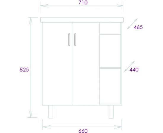 Тумба с раковиной Onika ТИМБЕР 70.10 серый мат./дуб сонома 107057 – изображение 7