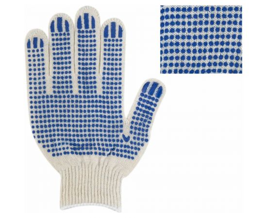 Хлопчатобумажные перчатки с ПВХ LAIMA Эконом, 10 класс, 26-28 г, 83 текс, белые, 100 пар 608680 – изображение 7