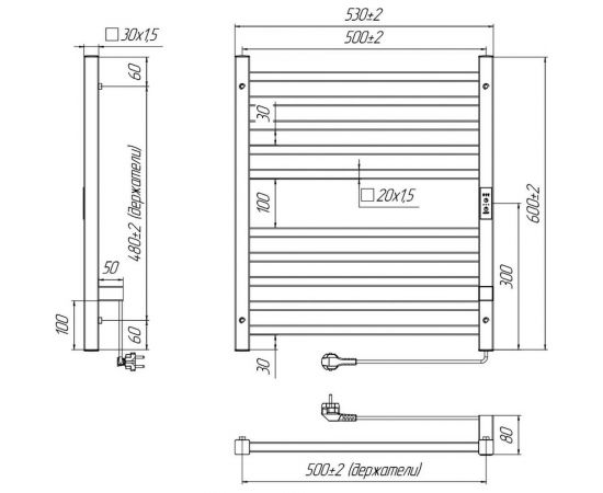 Полотенцесушитель INDIGO Attic electro 60/50 таймер, скрытый монтаж, универсальное подключение R/L LСLATCE60-50WMRt – изображение 7
