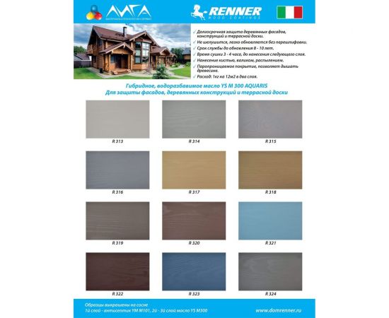 Гибридное масло для дерева RENNER YS M300 R305 1 кг 1-305 – изображение 8