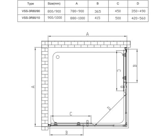 Душевой уголок VINCEA Rapid 900-1000x900-1000, хром, стекло прозрачное VSS-3R90/10CL – изображение 10