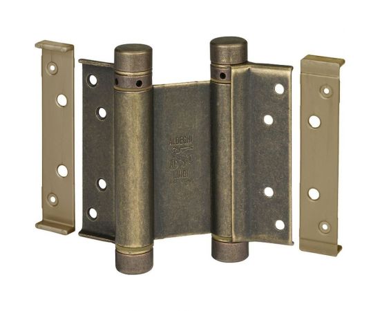 Барная пружинная петля двойного действия ALDEGHI LUIGI SPA 75х34х28 мм, цвет: матовая античная бронза, к-т: 2 шт + ключ с декоративными шурупами 101OS075B2 