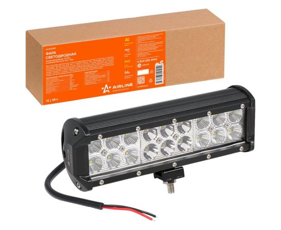 Светодиодная фара (балка) двухрядная Airline 18 LED комбинированный свет, 54W, 235x78x65, 12/24V ALED049 
