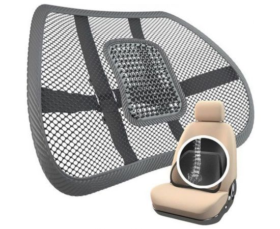 Поясничная сетчатая поддержка с массажером Nova Bright чёрная, 40x39 см 47822 