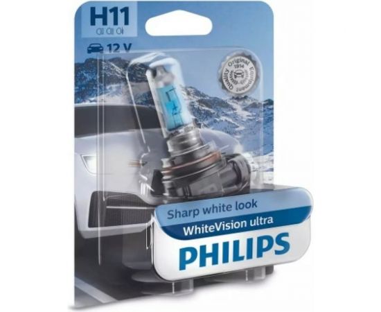 Автолампа PHILIPS H11, 55 Вт, PGJ19-2, WhiteVision ultra 4000 K, 12 В 12362WVUB1 