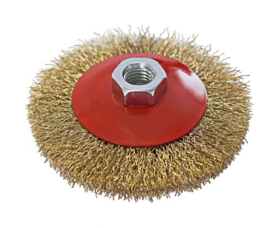Щетка-крацовка коническая (125 мм; M14; латунированная витая проволока) Pobedit 2133225 