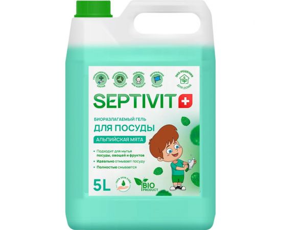 Гель для посуды SEPTIVIT ""Альпийская Мята"", 5л 100_5 