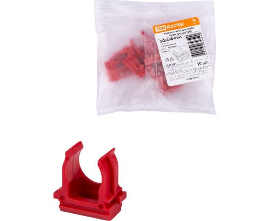 Крепеж-клипса для трубы TDM ПНД 16 мм, красная, 10 шт. SQ0405-0141 