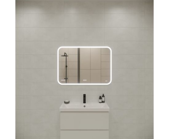 ЗеркалоCersanit LED 070 design pro 100x70 с подсветкой, bluetooth, часы, с антизапотеванием, прямоугольное 63551 – изображение 2