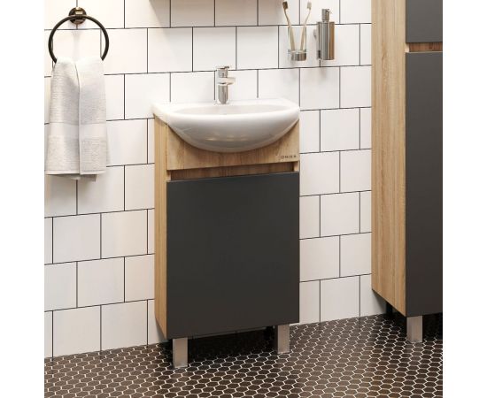 Тумба с раковиной Onika милтон 45 напольная, серая/дуб сонома (ум.уют 45) 104512 – изображение 2