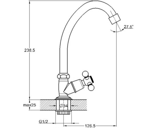 Кран для холодную воду D-Lin хром D151911 – изображение 2