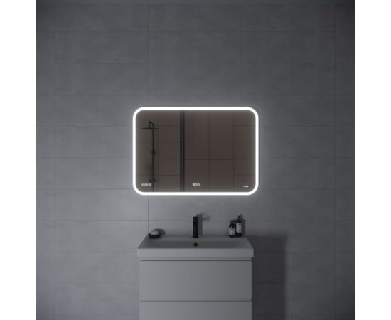 ЗеркалоCersanit LED 070 design pro 100x70 с подсветкой, bluetooth, часы, с антизапотеванием, прямоугольное 63551 – изображение 3