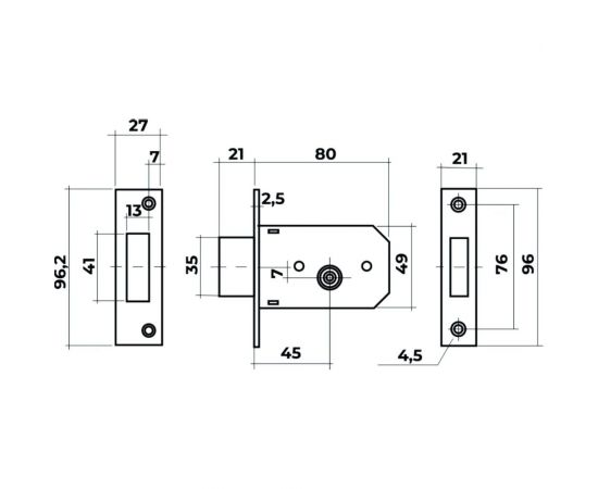Врезной замок под крестовой ключ VETTORE 900 AF CP, 5 ключей, хром 20320 – изображение 3