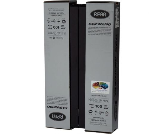 Биметаллический радиатор RIFAR 61 SUPReMO 500-4, Ду 3/4, антрацит R S50043/49005 – изображение 3