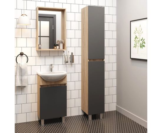 Тумба с раковиной Onika милтон 45 напольная, серая/дуб сонома (ум.уют 45) 104512 – изображение 4