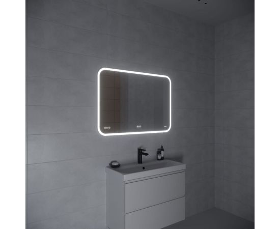 ЗеркалоCersanit LED 070 design pro 100x70 с подсветкой, bluetooth, часы, с антизапотеванием, прямоугольное 63551 – изображение 4