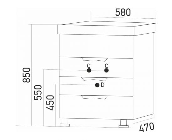 Тумба для ванной комнаты mixline ЭТЬЕН-58 под умывальник Andrea 58 ПВХ-фасад, корпус 541132 – изображение 4