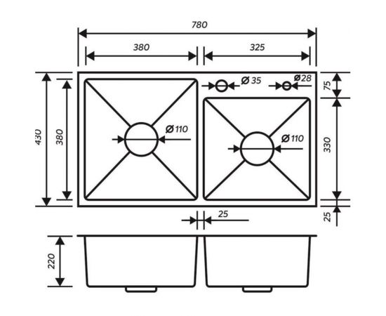 Набор 3 в 1 (кухонная мойка+ корзина раздвижная+ дозатор врезной) РМС MR-7843 – изображение 4