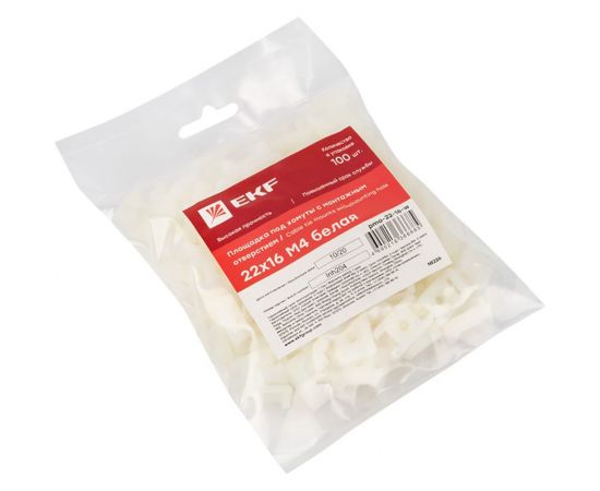 Площадка под хомуты EKF 22x16 с монтажным отверстием М4 белая 100 шт. PROxima pmo-22-16-w – изображение 5