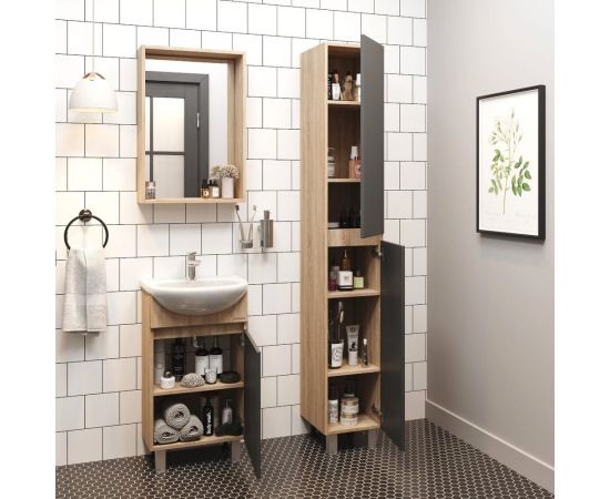 Тумба с раковиной Onika милтон 45 напольная, серая/дуб сонома (ум.уют 45) 104512 – изображение 5