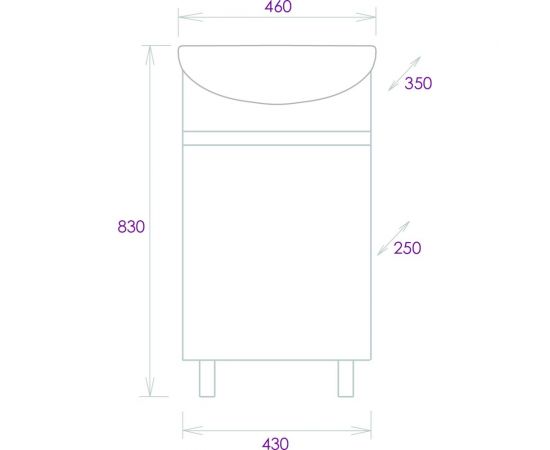 Тумба с раковиной Onika милтон 45 напольная, серая/дуб сонома (ум.уют 45) 104512 – изображение 6