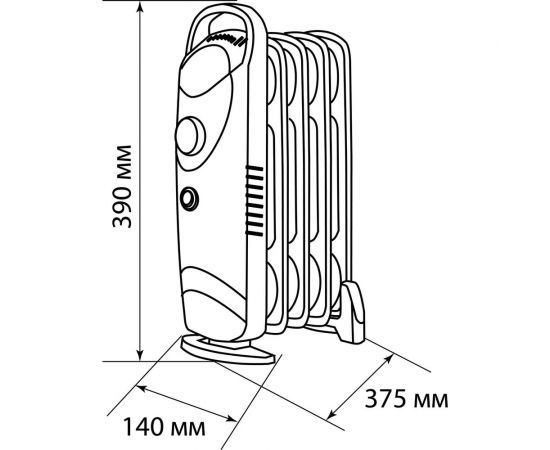 Масляный обогреватель МИНИ-9, 1000 Вт, 9 секций, термостат, TDM SQ2501-0909 – изображение 7