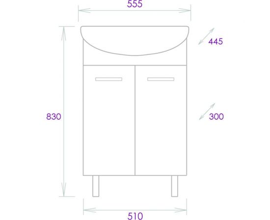 Тумба с раковиной Onika КОРАЛЛ 55.10 105558 – изображение 7