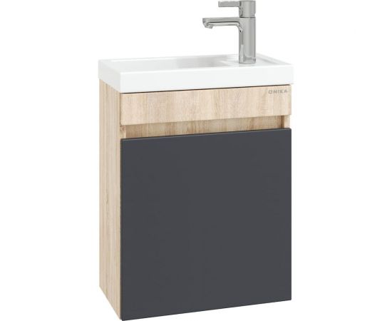 Тумба с раковиной Onika милтон 45 подвесная, серая/дуб сонома (ум.фостер 45) 104511 