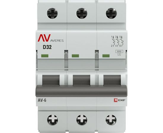 Автоматический выключатель EKF AV-6 3P 32A D 6kA AVERES SQmcb6-3-32D-av 