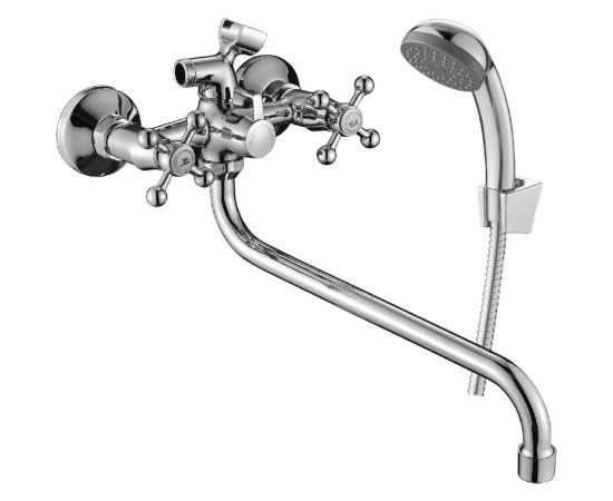 Двуручный смеситель для ванны Decoroom универсальный, с поворотным изливом 300 мм DR54045 