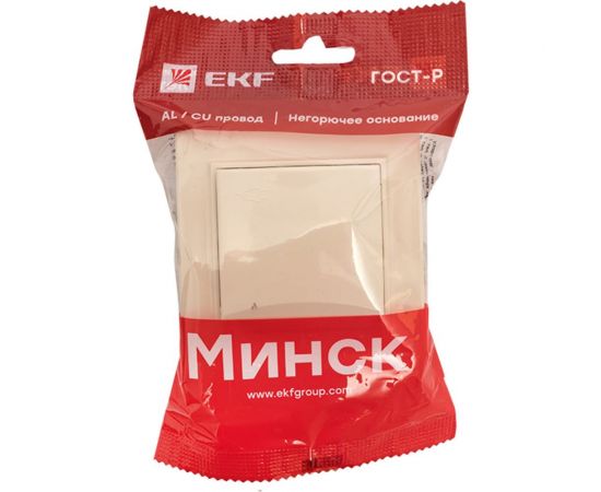 1-местная розетка EKF СП с/з Минск с крышкой 16А бежевая с защитными шторками SQERR16-029-200 