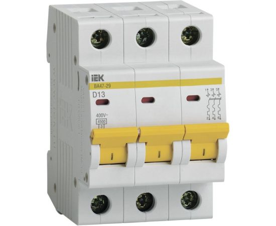 Автоматический выключатель IEK ВА47-29, 3Р, 13А, 4,5кА, х-ка D MVA20-3-013-D 