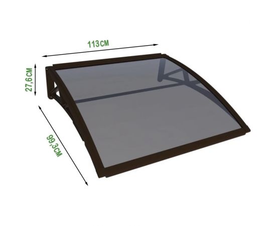 Защитный козырек (навес) ВПМ усиленный профиль, одинарный, коричневый, поликарбонат сотовый темный, 6 мм 6191298 