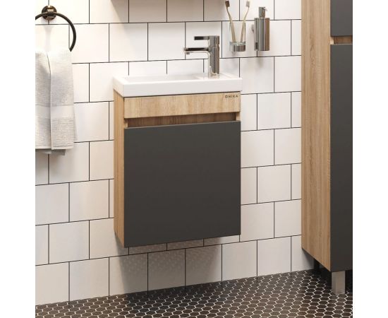 Тумба с раковиной Onika милтон 45 подвесная, серая/дуб сонома (ум.фостер 45) 104511 – изображение 2