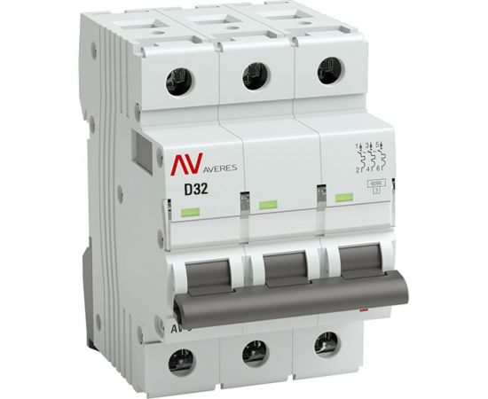 Автоматический выключатель EKF AV-6 3P 32A D 6kA AVERES SQmcb6-3-32D-av – изображение 2