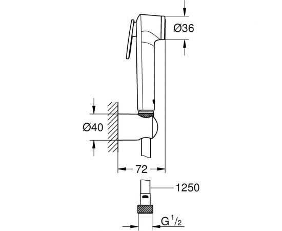 Душевой набор с гигиеническим душем GROHE Tempesta-F 1250, белый 27812IL1 – изображение 2