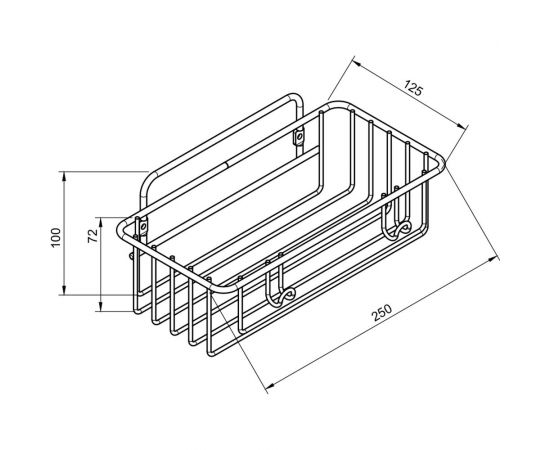 Полка в ванную TEKNO-TEL прямая, 1 ярус, 24х10х12 см, нержавеющая сталь, глянцевая ES094SSS – изображение 3