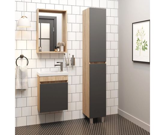 Тумба с раковиной Onika милтон 45 подвесная, серая/дуб сонома (ум.фостер 45) 104511 – изображение 4