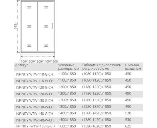 Душевая дверь Good Door INFINITY WTW-110-G-CH ИН00024 – изображение 4