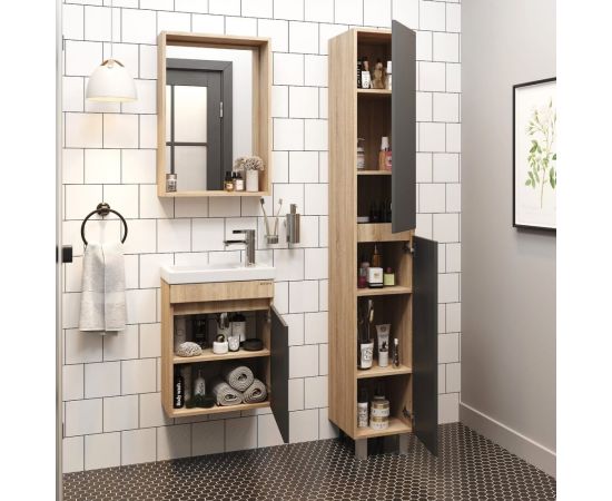 Тумба с раковиной Onika милтон 45 подвесная, серая/дуб сонома (ум.фостер 45) 104511 – изображение 5