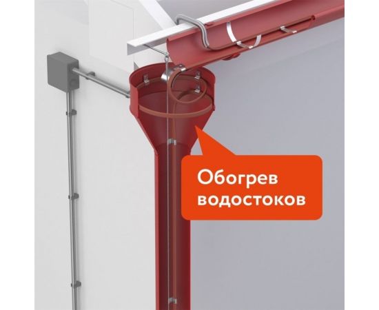 Греющий кабель для обогрева труб, водостоков и кровли IndAstro Lite 40 вт., длина 20 м 2243193 – изображение 6