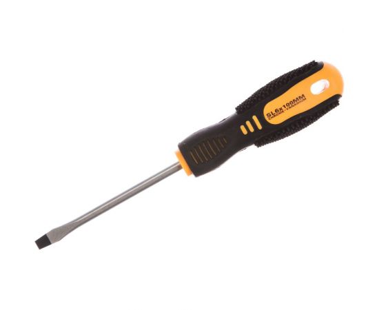 Шлицевая отвертка REXANT SL 6х100 мм, двухкомпонентная рукоятка 12-6430 