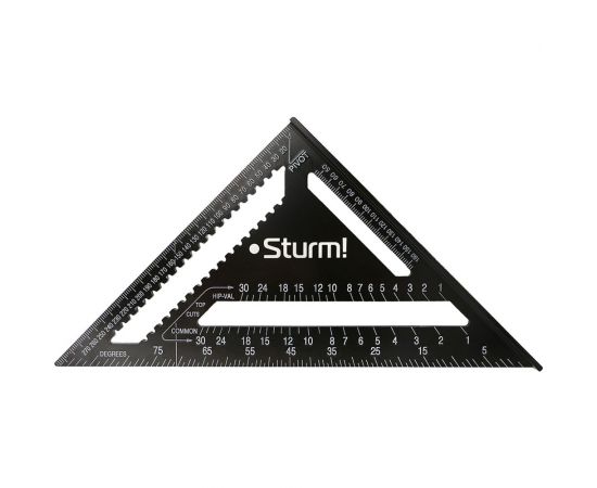 Угольник Sturm 300мм, алюминиевый сплав, чёрная оксидация, белая шкала, 2020-07-300 