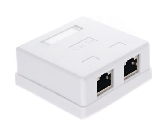 Внешняя двойная розетка TV-COM RJ-45 /FTP/ экранированная, категирии 5E, STV-2RJ45F 