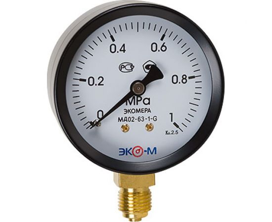 Манометр ЭКО-М Экомера МД02-63 мм 0..1МПа G1\4 МД02-63-G-1МПа-РИ 