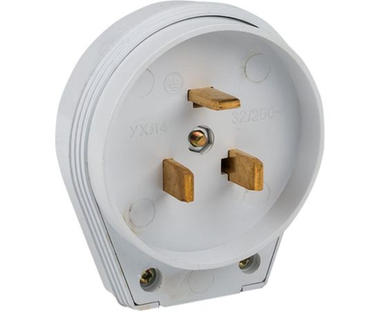 Вилка для разъема РШ-ВШ EKF 32А 250В 2P+PE пластиковая белая AS-250-B-01 