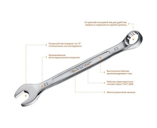 Комбинированный гаечный ключ 22 мм Зубр 27087-22_z01 – изображение 2